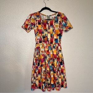 LuLaRoe Amelia dress w/ colorful Disney Princess Castles